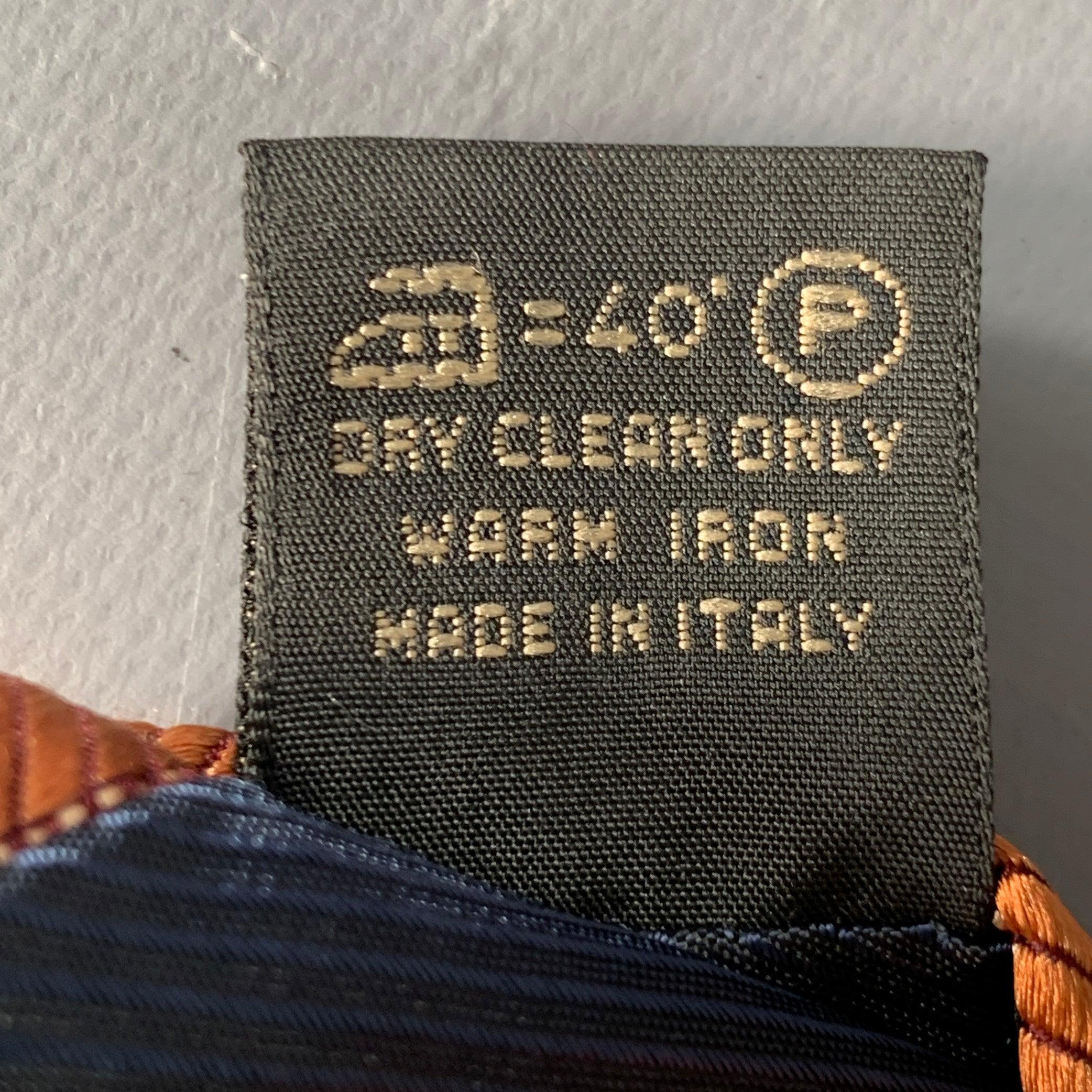 Ermenegildo Zegna Cravate en soie et coton à rayures diagonales marron et cuivre en vente 1
