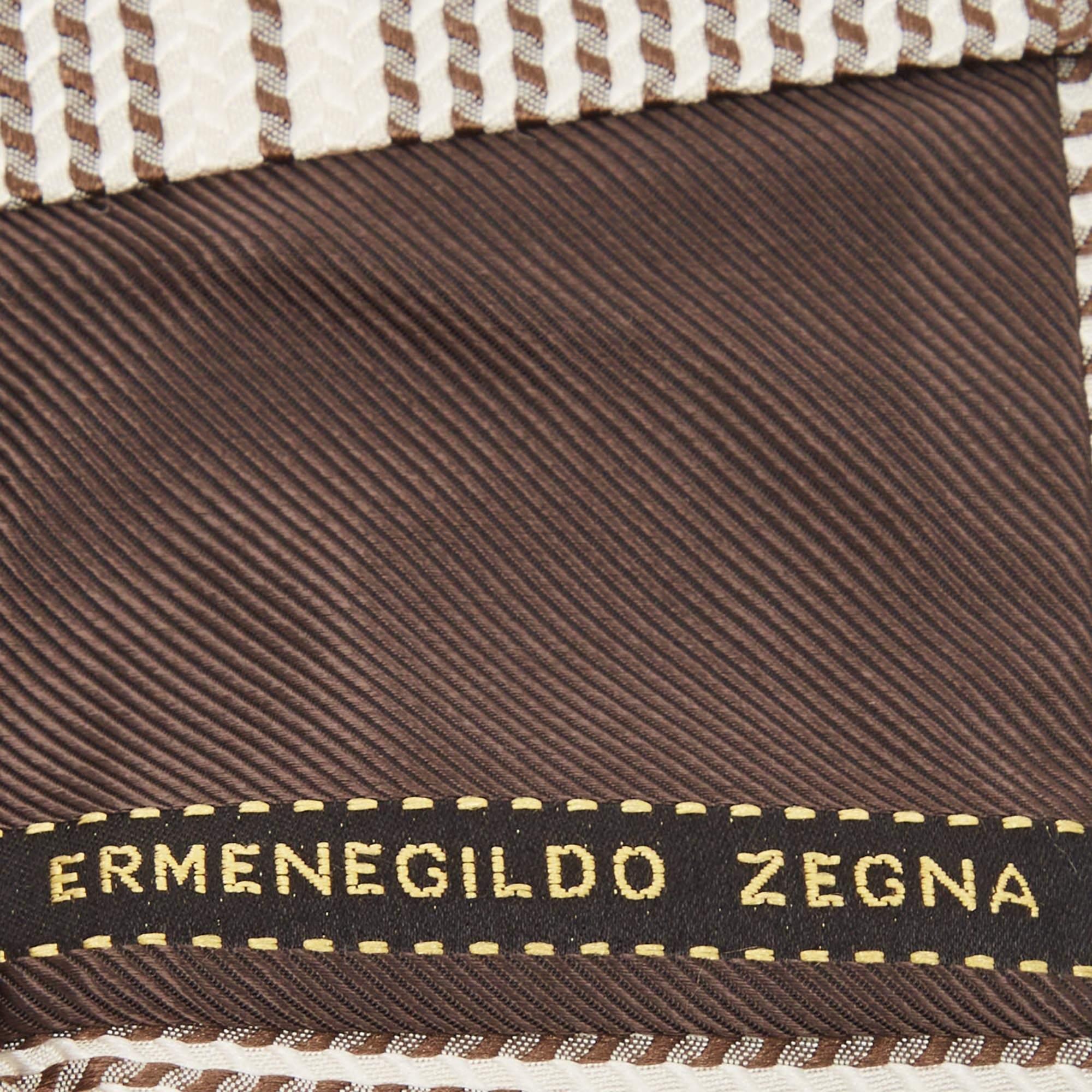 Beige Cravatta in seta a righe marrone/crema di Ermenegildo Zegna in vendita