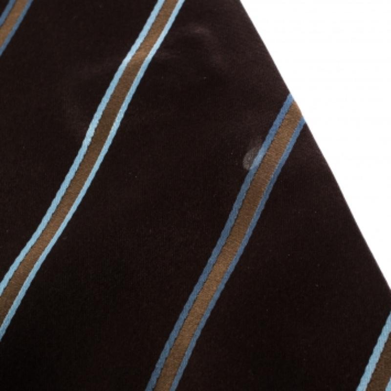 Cravatta tradizionale in seta a righe diagonali marrone di Ermenegildo Zegna in vendita 2