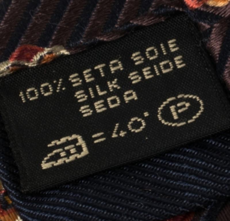 Black Ermenegildo Zegna Brown Floral Patterned Silk  Tie For Sale