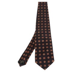 Ermenegildo Zegna Brown Floral Patterned Silk  Tie