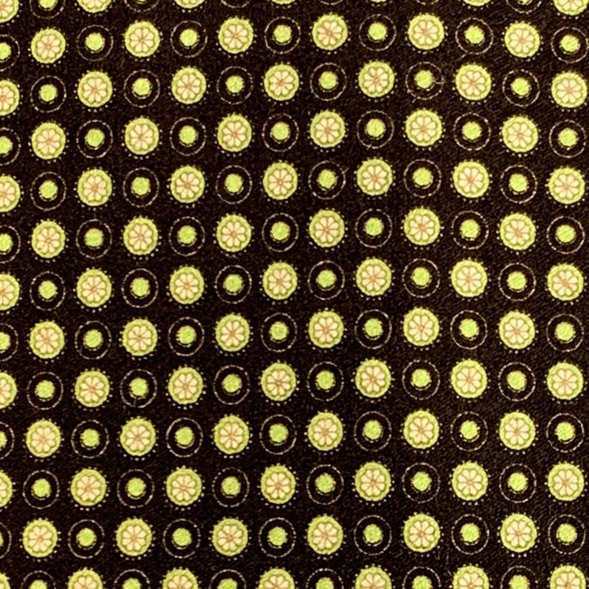 ERMENEGILDO ZEGNA Brown Green Dots Silk Satin Tie In Excellent Condition For Sale In San Francisco, CA