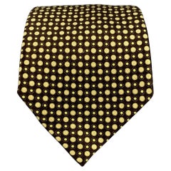 ERMENEGILDO ZEGNA Corbata de raso de seda de lunares verdes marrones