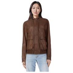 Ermenegildo Zegna Brown Leather Concealed Zip Jacket Size XXL