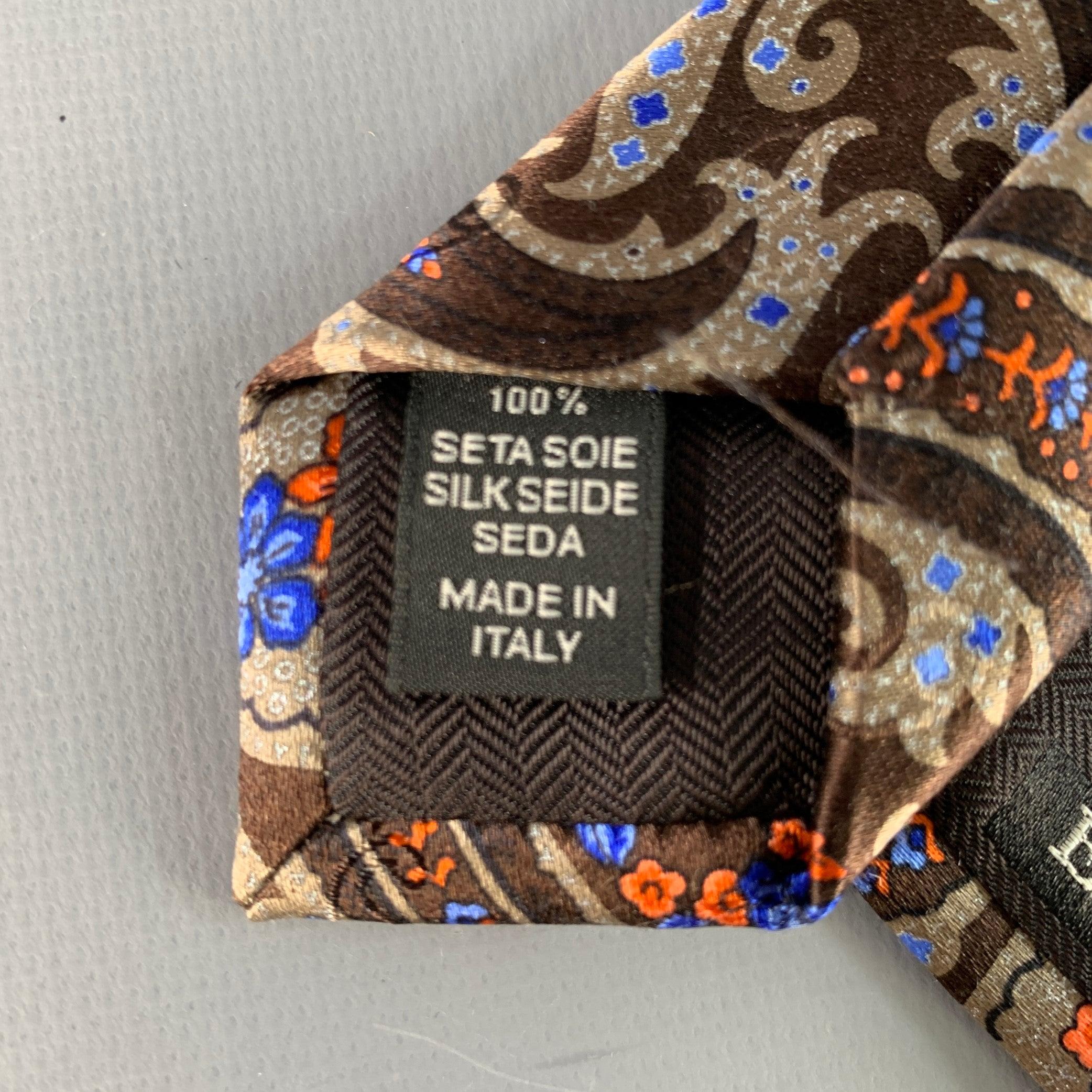 Ermenegildo Zegna Cravate en satin de soie marron Orange Floral Paisley Pour hommes en vente