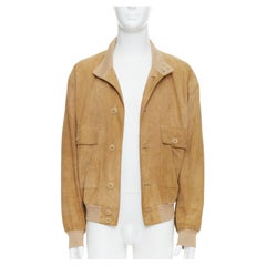 ERMENEGILDO ZEGNA brown suede leather flight bomber jacket S