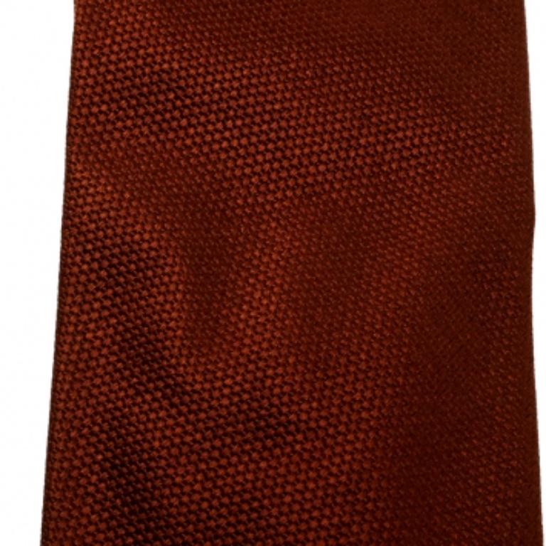 Marron Ermenegildo Zegna Brown - Cravate traditionnelle en soie texturée et jacquard de coton en vente
