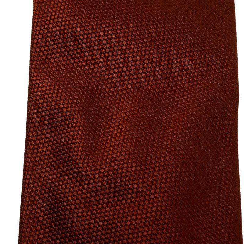 Men's Ermenegildo Zegna Brown Textured Silk and Cotton Jacquard Traditional Tie For Sale