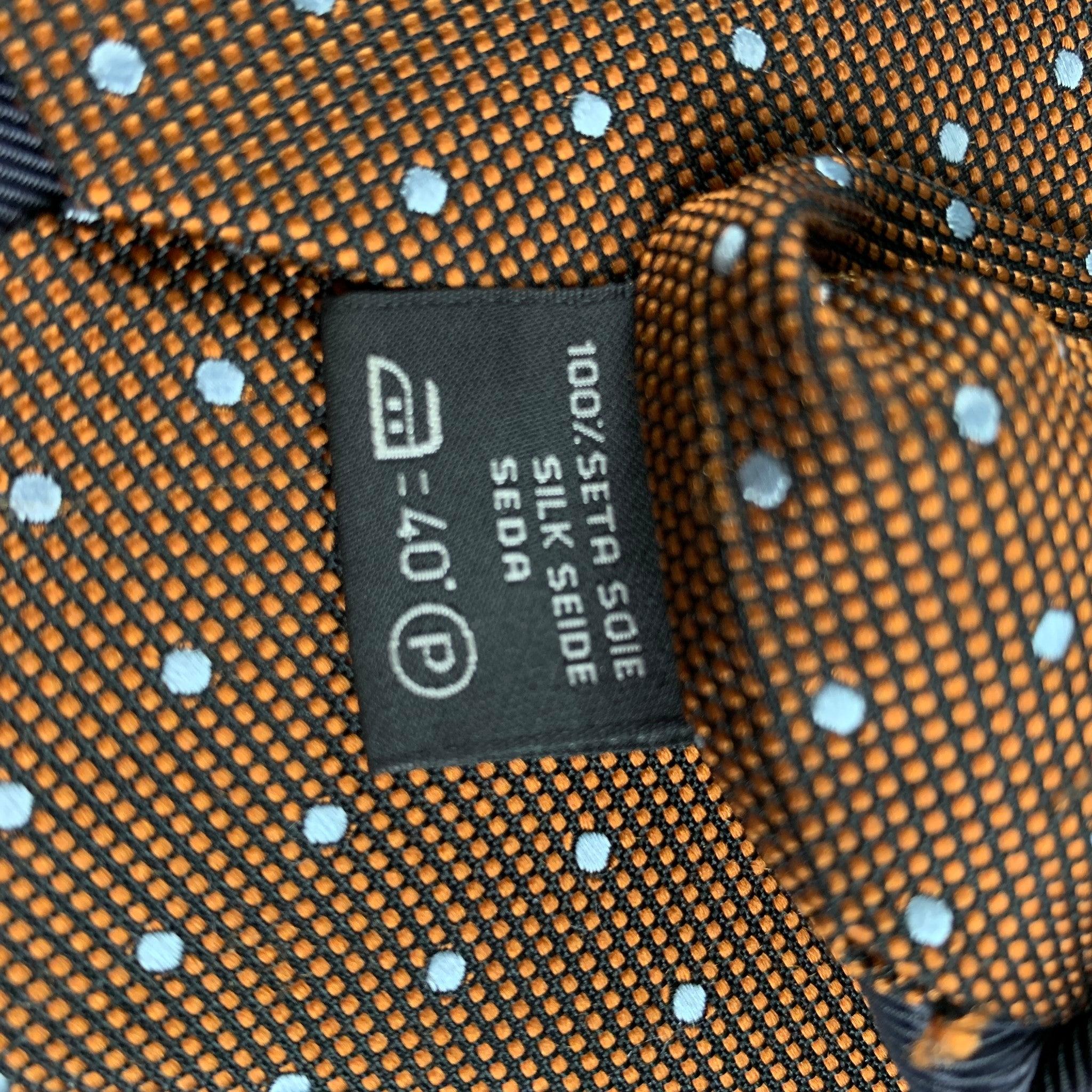 ERMENEGILDO ZEGNA Brown White Polka Dot Silk Tie 1