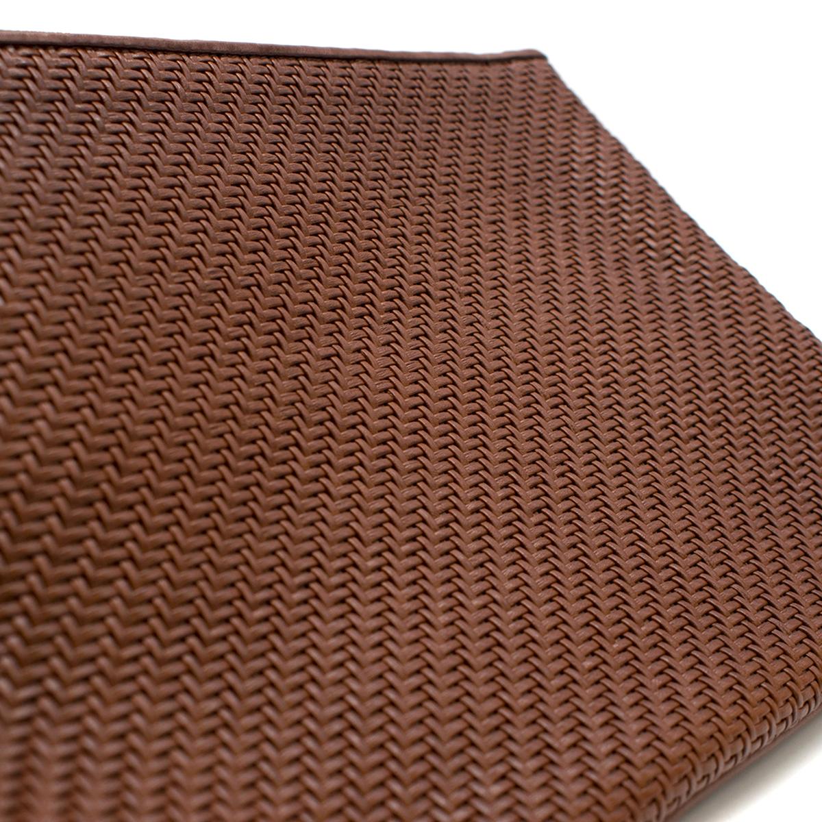 Ermenegildo Zegna Brown Woven Leather Pouch 2