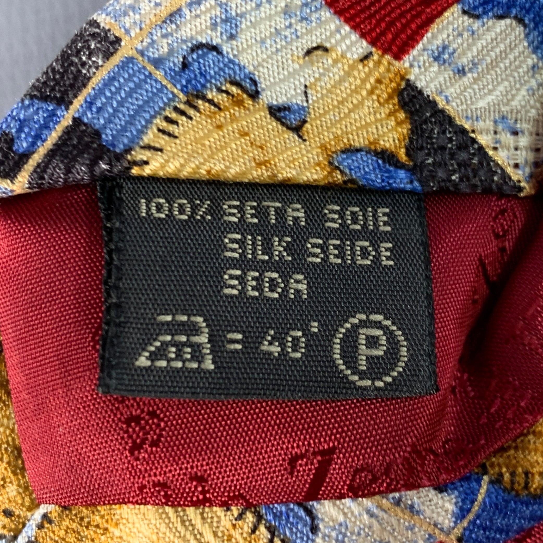 De los hombres ERMENEGILDO ZEGNA Corbata de seda con cuadrados de tablero de ajedrez de caballos azul burdeos en venta