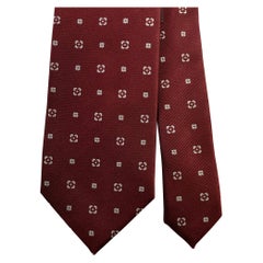 ERMENEGILDO ZEGNA Burgundy Silver Foulard Silk Tie