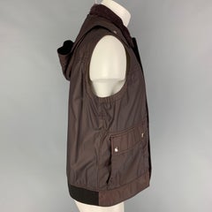 ERMENEGILDO ZEGNA Burgundy Size 40 Coated Wool Detachable Hood Vest