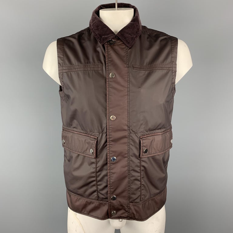 ERMENEGILDO ZEGNA Burgundy Size 40 Coated Wool Detachable Hood Vest For ...