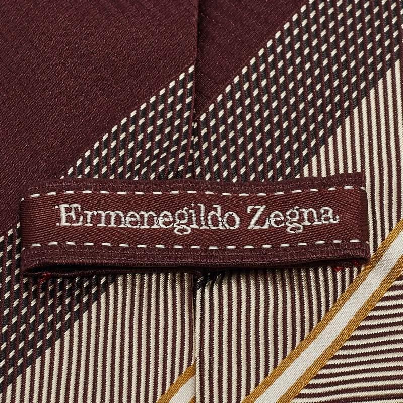 Corbata tradicional Ermenegildo Zegna de seda a rayas burdeos Negro en venta
