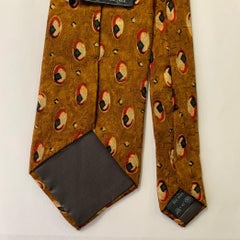 ERMENEGILDO ZEGNA Kamelrot Schwarz Geometrische Seidenkrawatte