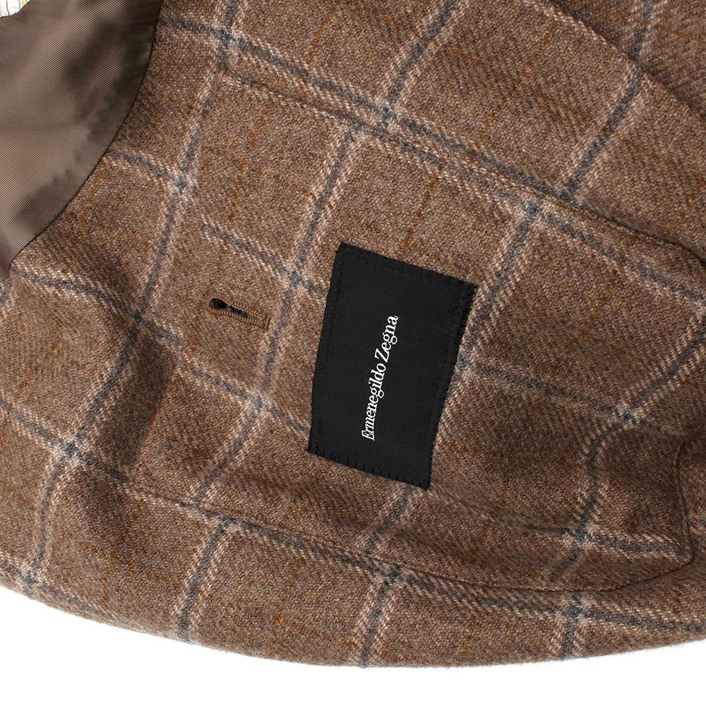 Brown Ermenegildo Zegna Checkered Cashmere Blazer - Size EU 50 For Sale