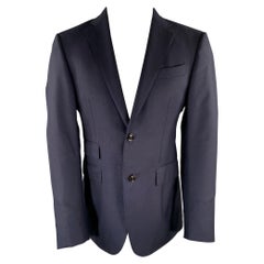 ERMENEGILDO ZEGNA Brustumfang 40 Navy Wolle  Seiden-Sportmantel mit Revers