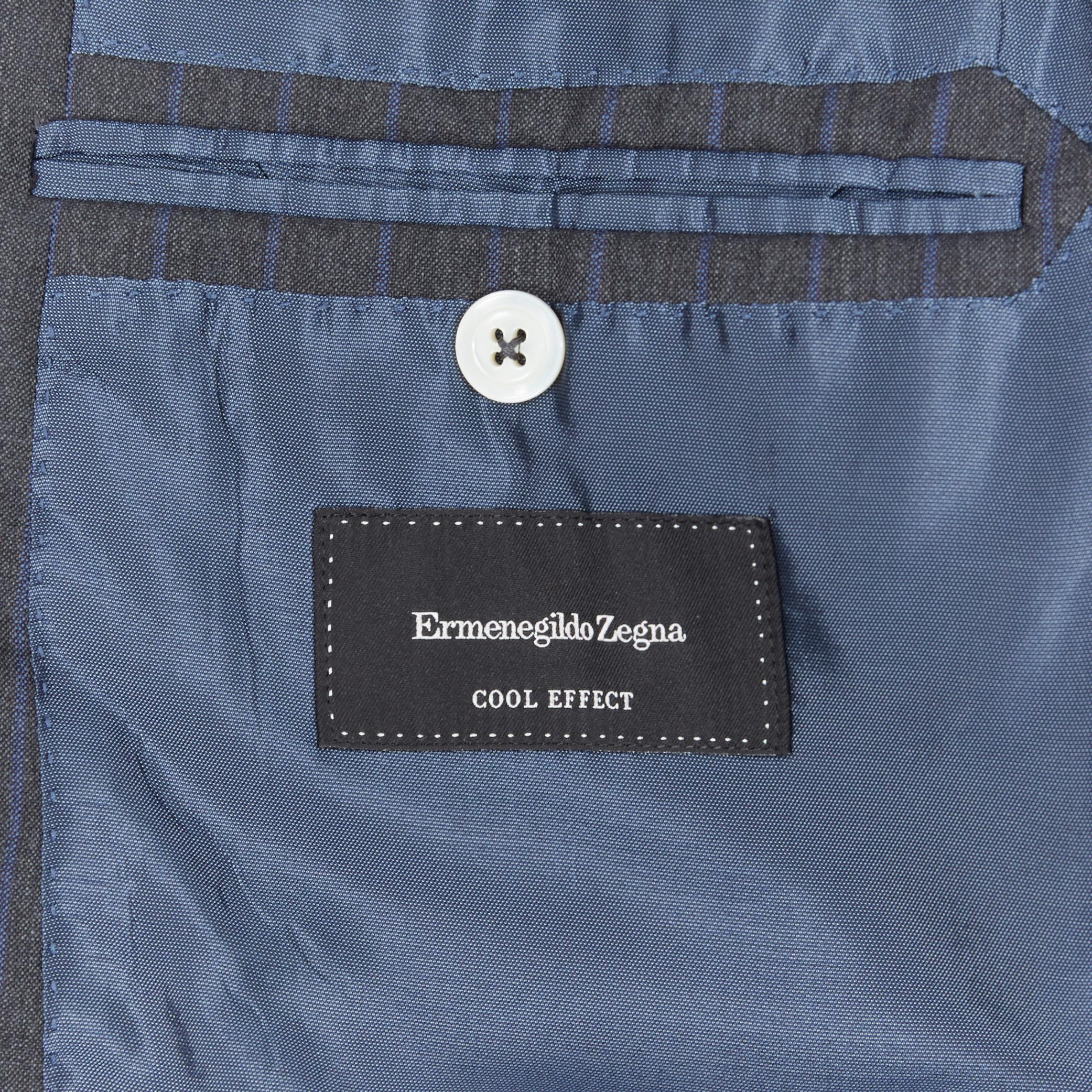 ERMENEGILDO ZEGNA Cool Effect grey blue pinstripe wool classic blazer jacket 50R 5