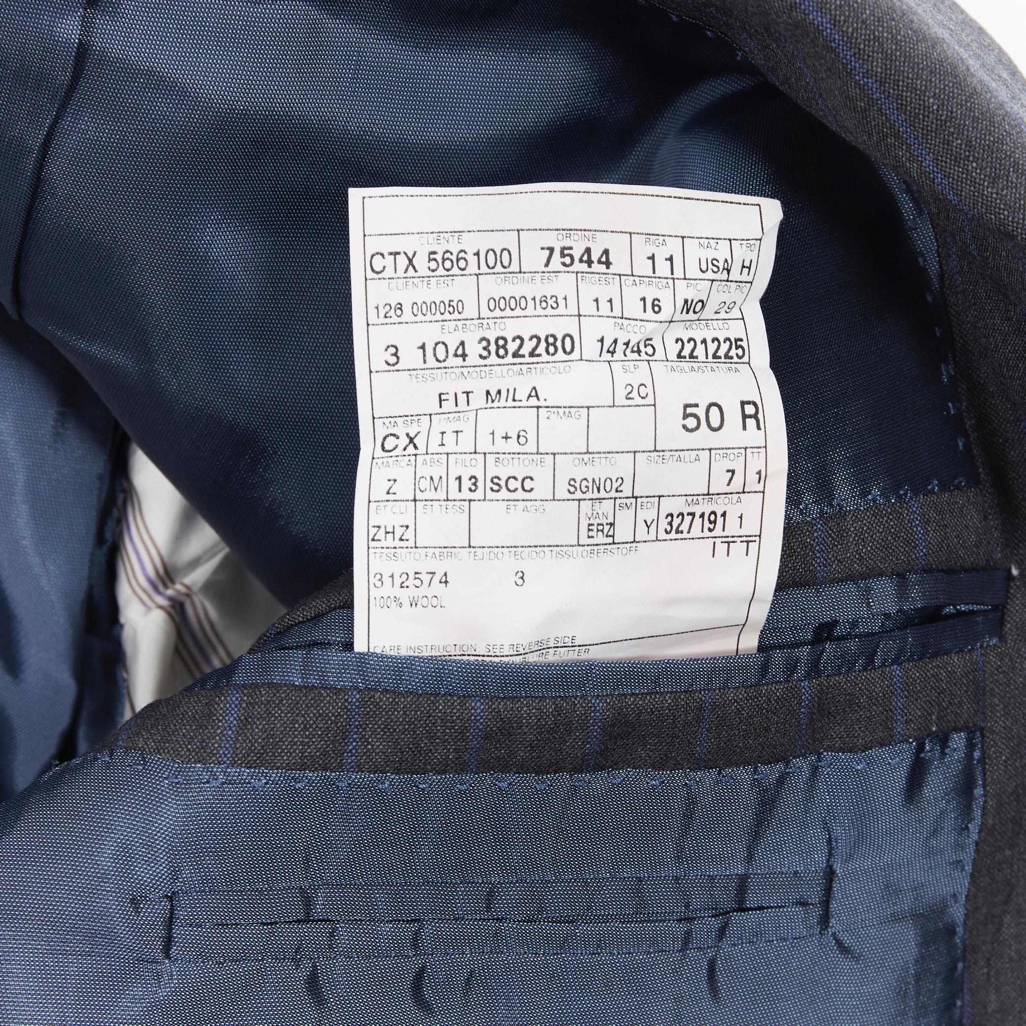 ERMENEGILDO ZEGNA Cool Effect grey blue pinstripe wool classic blazer jacket 50R 6