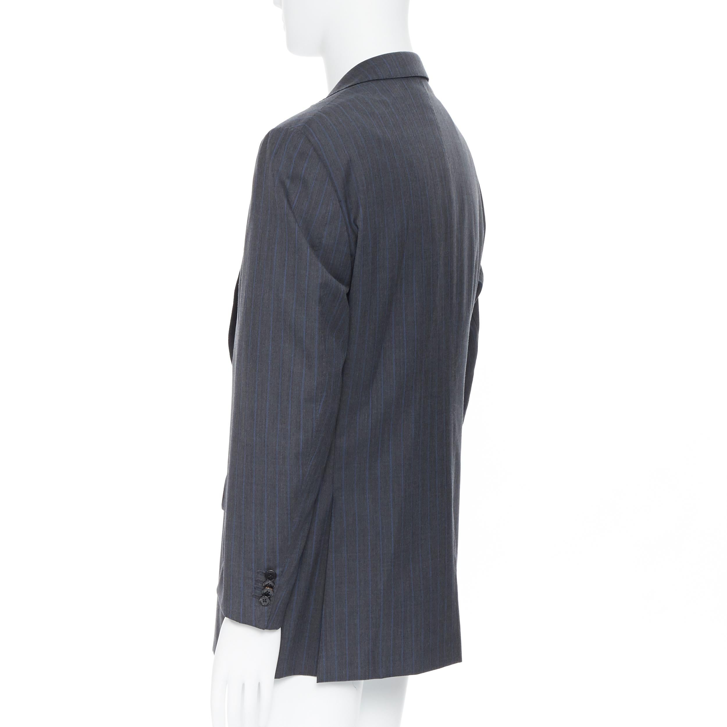 ERMENEGILDO ZEGNA Cool Effect grey blue pinstripe wool classic blazer jacket 50R 2