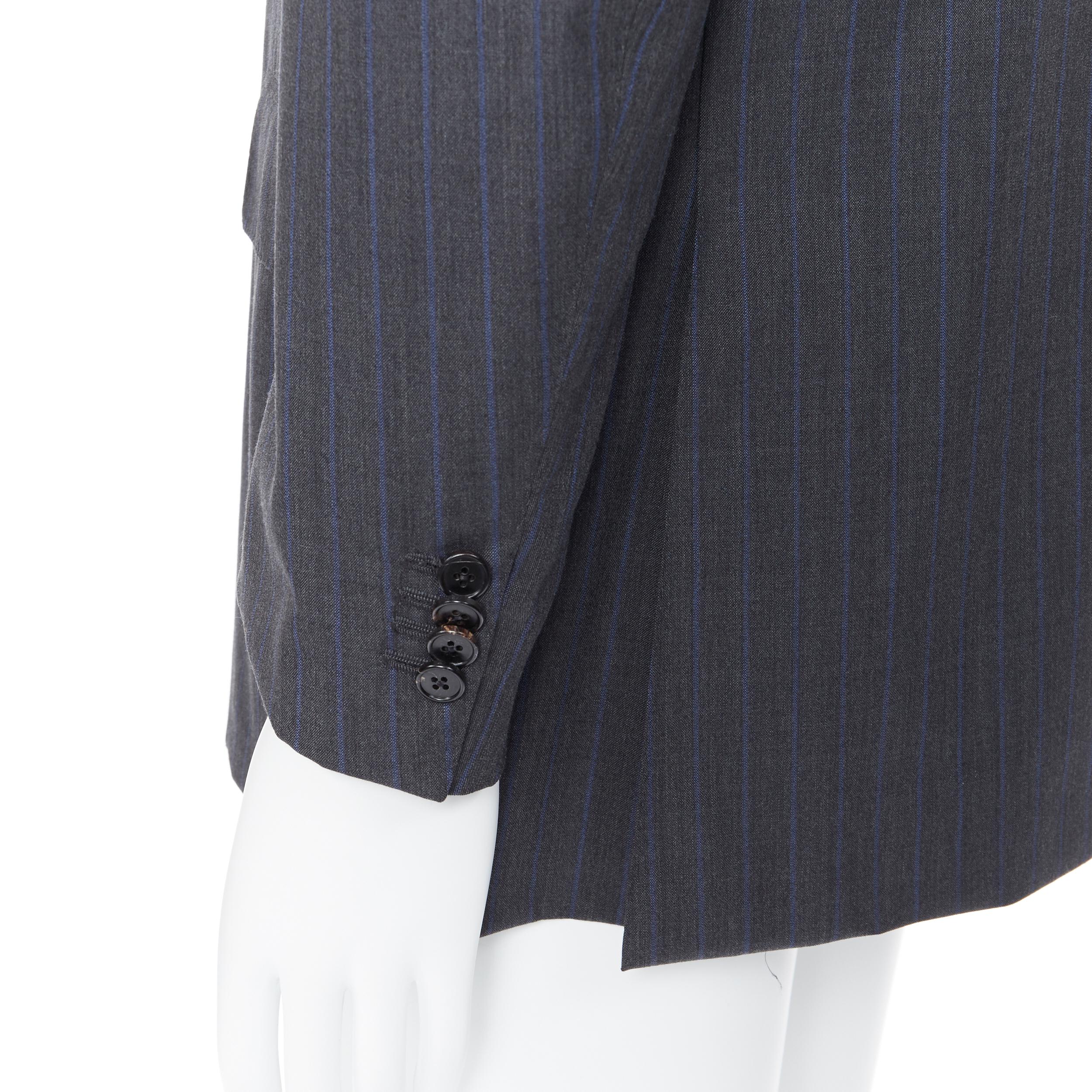 ERMENEGILDO ZEGNA Cool Effect grey blue pinstripe wool classic blazer jacket 50R 4