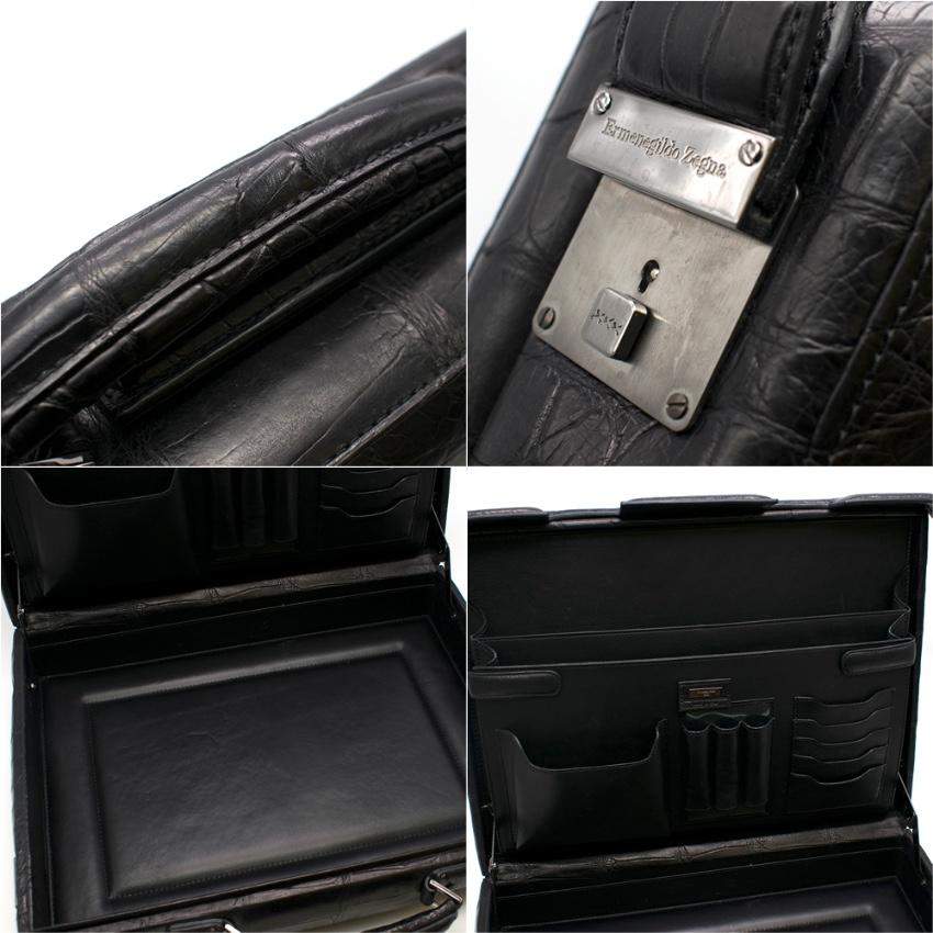 Ermenegildo Zegna Couture Black Alligator Briefcase For Sale 2