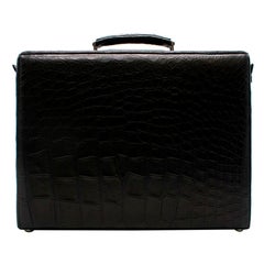 Ermenegildo Zegna Couture Black Alligator Briefcase