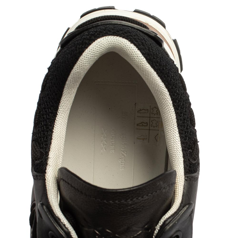  Ermenegildo Zegna Couture Noir Cuir et Mesh Claudio Sneakers Taille 43 Pour hommes 