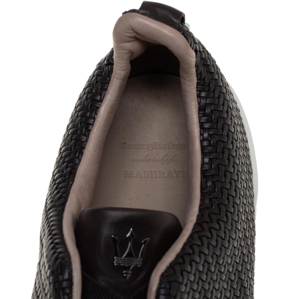 Ermenegildo Zegna Couture Dunkelbraun Leder Dreifachnähte Größe 42.5 Herren