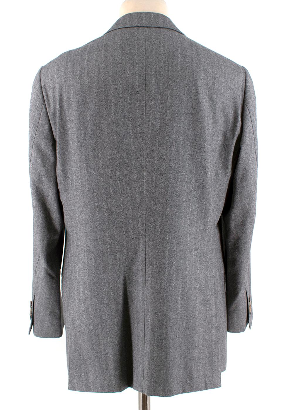 Gray Ermenegildo Zegna Couture Grey Wool Single Breasted Suit - Size Estimated L For Sale