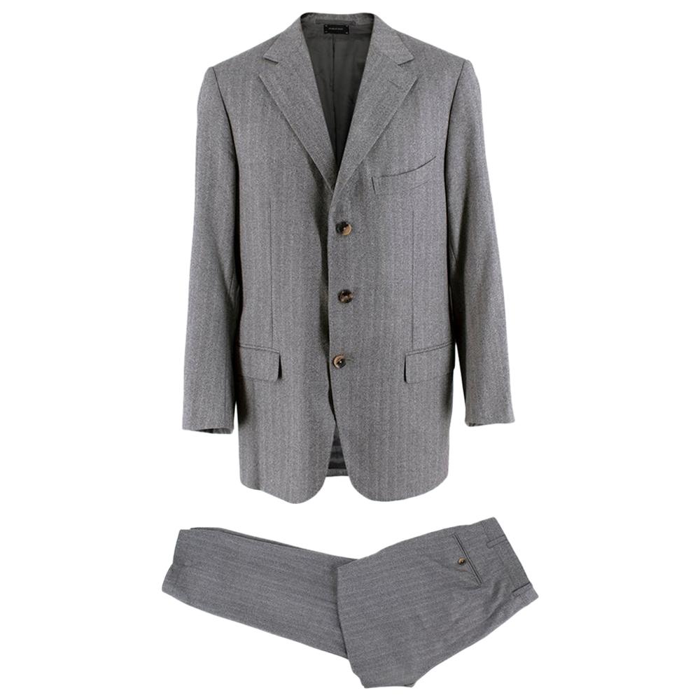 Ermenegildo Zegna Couture Grey Wool Single Breasted Suit - Size Estimated L For Sale