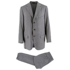 Ermenegildo Zegna Couture Grey Wool Single Breasted Suit - Size Estimated L