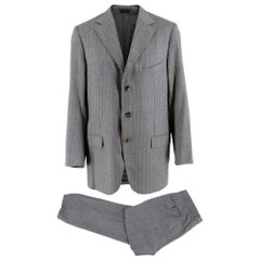 Used Ermenegildo Zegna Couture Grey Wool Single Breasted Suit - Size L