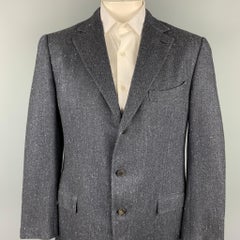ERMENEGILDO ZEGNA Couture Size 44 Regular Navy Herringbone Cashmere Jacket