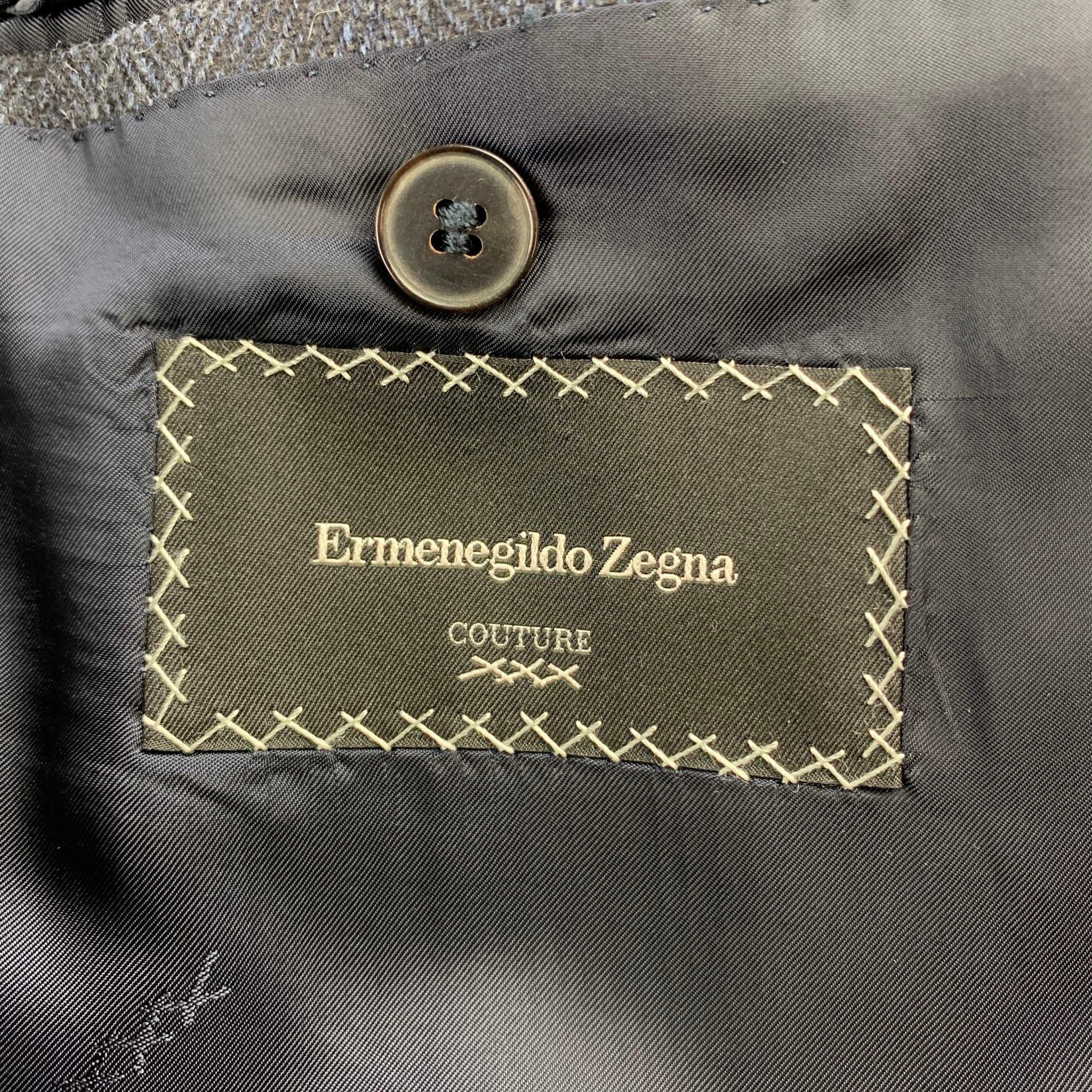 ERMENEGILDO ZEGNA Couture Size 44 Regular Navy Herringbone Cashmere Jacket 2
