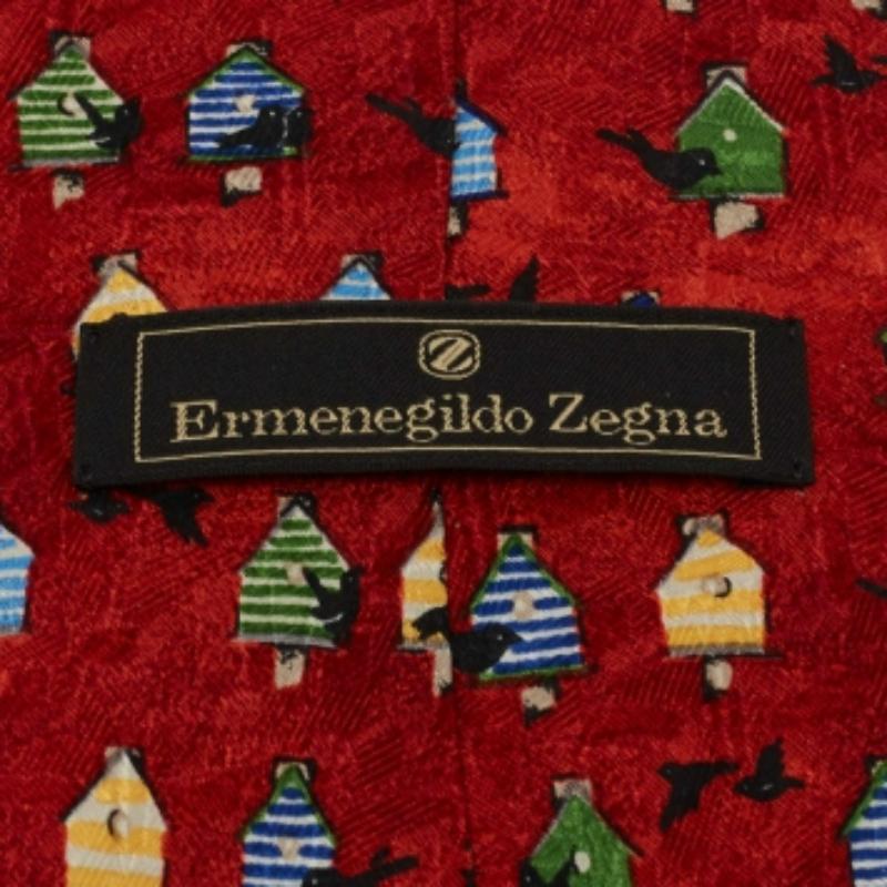 Seidenkrawatte von Ermenegildo Zegna Crimson mit rotem Baumhausdruck (Rot) im Angebot