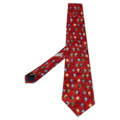 Ermenegildo Zegna Crimson rouge cravate en soie imprimée maison d'arbre