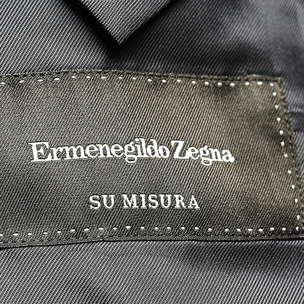 Ermenegildo Zegna Dark Blue Tonal Striped Wool Blazer L For Sale 1