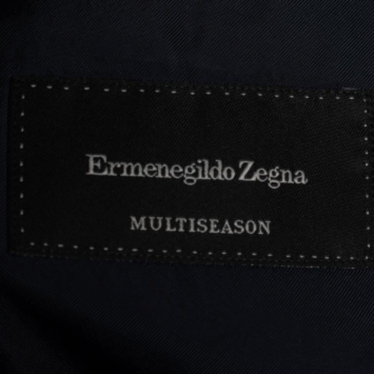 Black Ermenegildo Zegna Dark Blue Wool Button Front Blazer XL For Sale