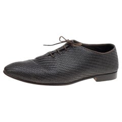 Ermenegildo Zegna Marrón Oscuro Cuero Tejido Oxford con Cordones Talla 44