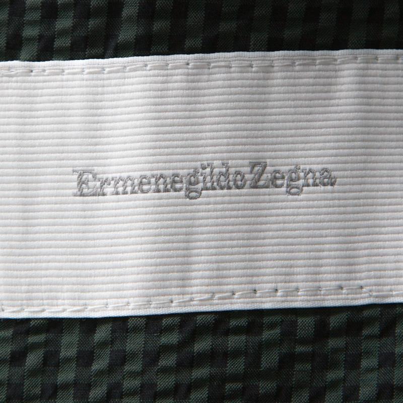 Men's Ermenegildo Zegna Dark Green Checkered Seersucker Silk Regular Fit Blazer L