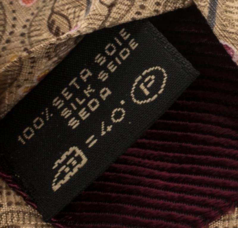 Beige Ermenegildo Zegna Disegno Esclusivo Cream Floral Patterned Silk Traditional Tie For Sale