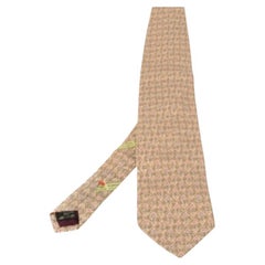 Ermenegildo Zegna Disegno Esclusivo Cream Floral Patterned Silk Traditional Tie