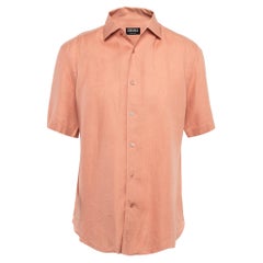 Ermenegildo Zegna Dust Pink Linen Short Sleeve Shirt L