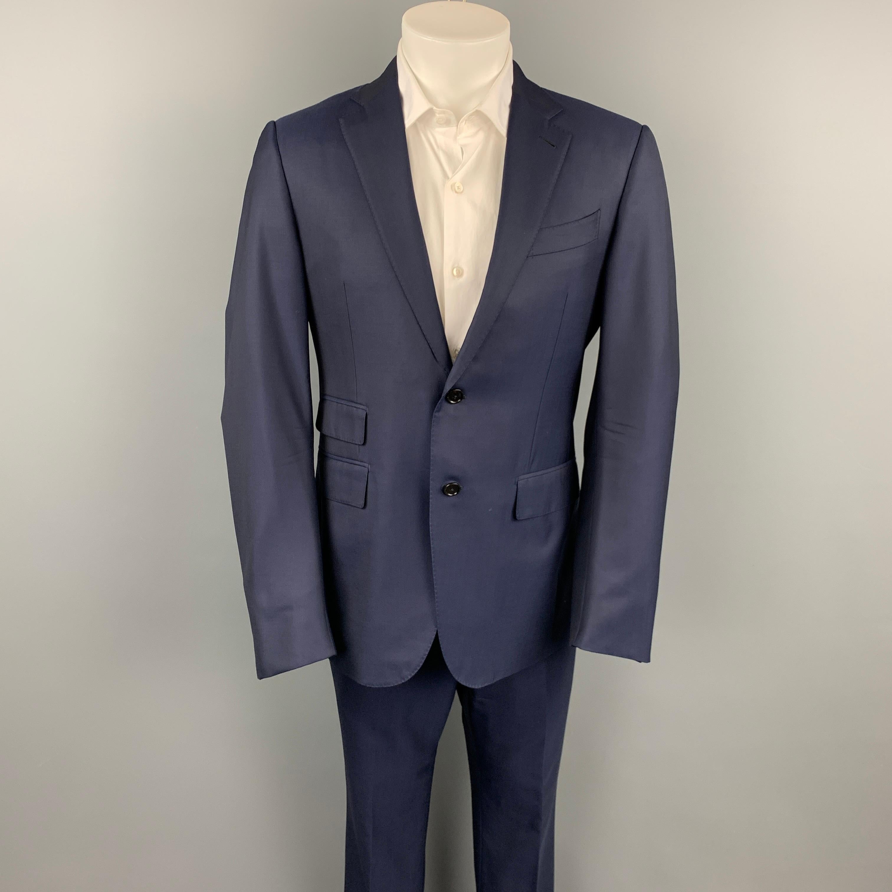 ERMENEGILDO ZEGNA for WILKES BASHFORD Size 40 Navy Wool Notch Lapel Suit 6