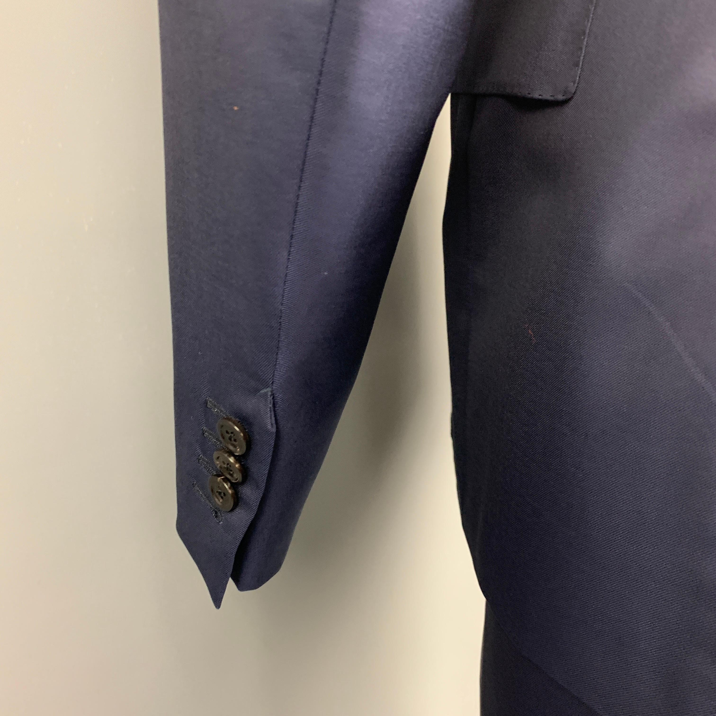 Black ERMENEGILDO ZEGNA for WILKES BASHFORD Size 40 Navy Wool Notch Lapel Suit