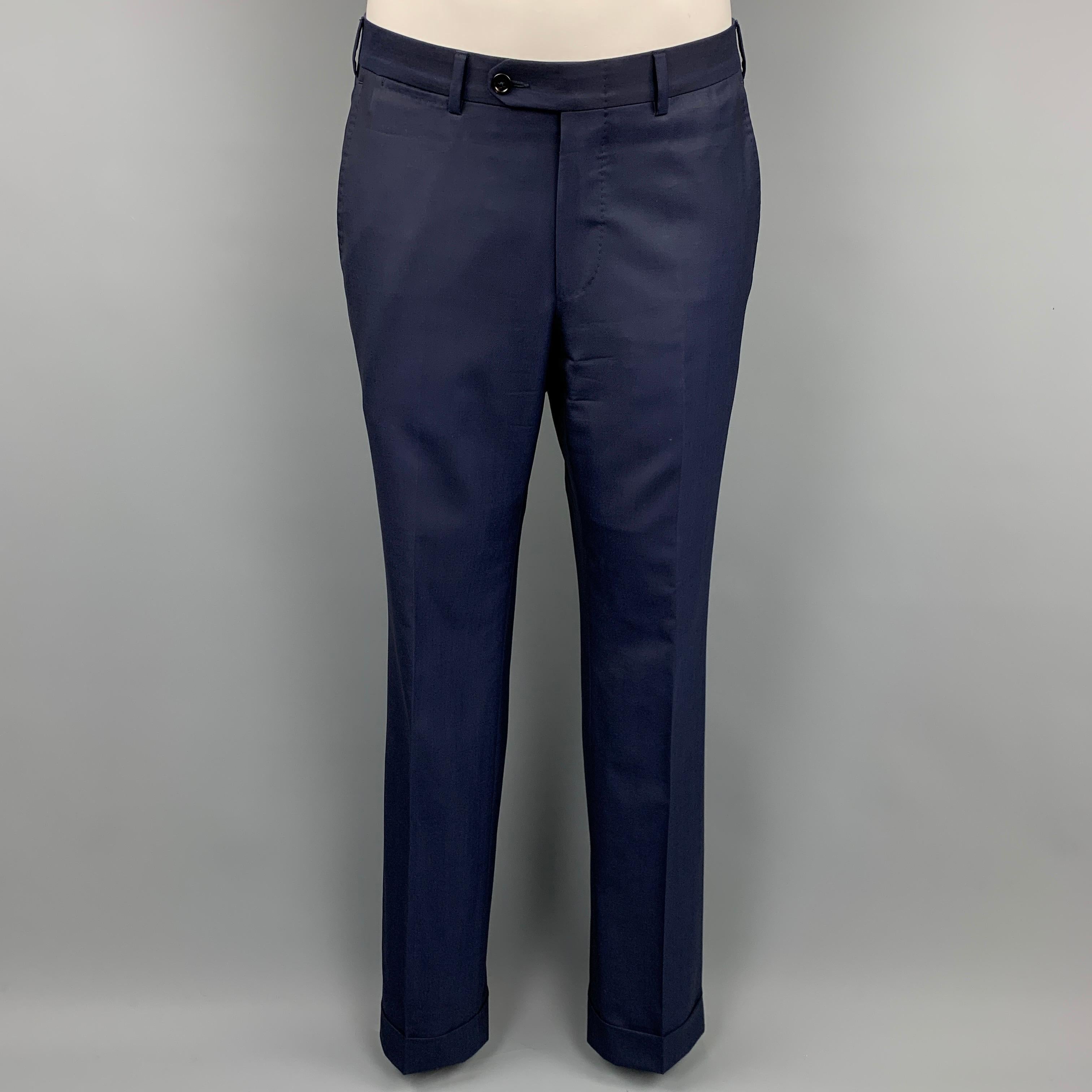 ERMENEGILDO ZEGNA for WILKES BASHFORD Size 40 Navy Wool Notch Lapel Suit 4