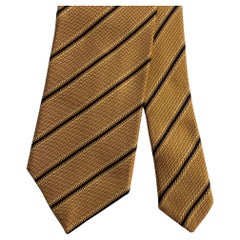 ERMENEGILDO ZEGNA Gold-Marine Seidenkrawatte mit Diagonalstreifen
