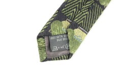 Ermenegildo Zegna Green Black Pure Silk Zig Zag Plant Pot Eztty05